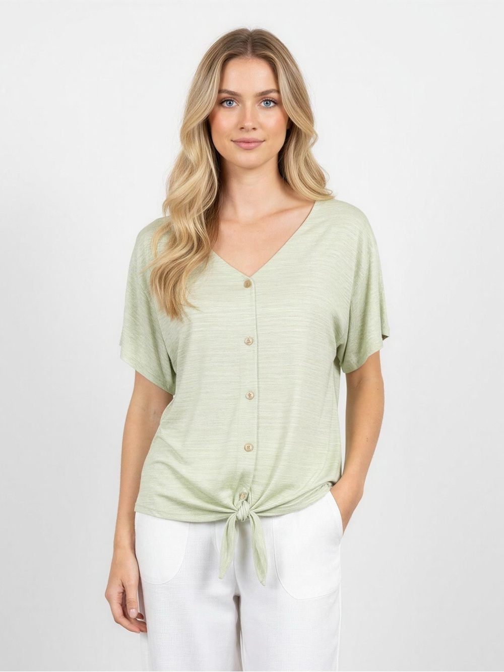 Weatherproof Vintage Green Short Sleeve Button-Down Top Size XXL